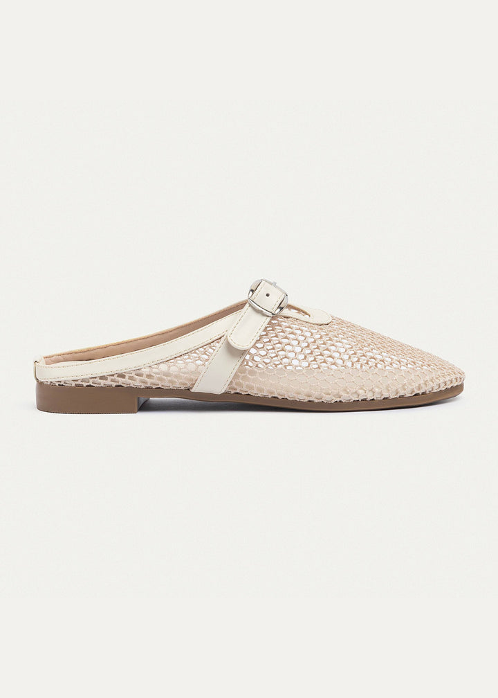 Milan Mesh Mary Jane Mules | Beige