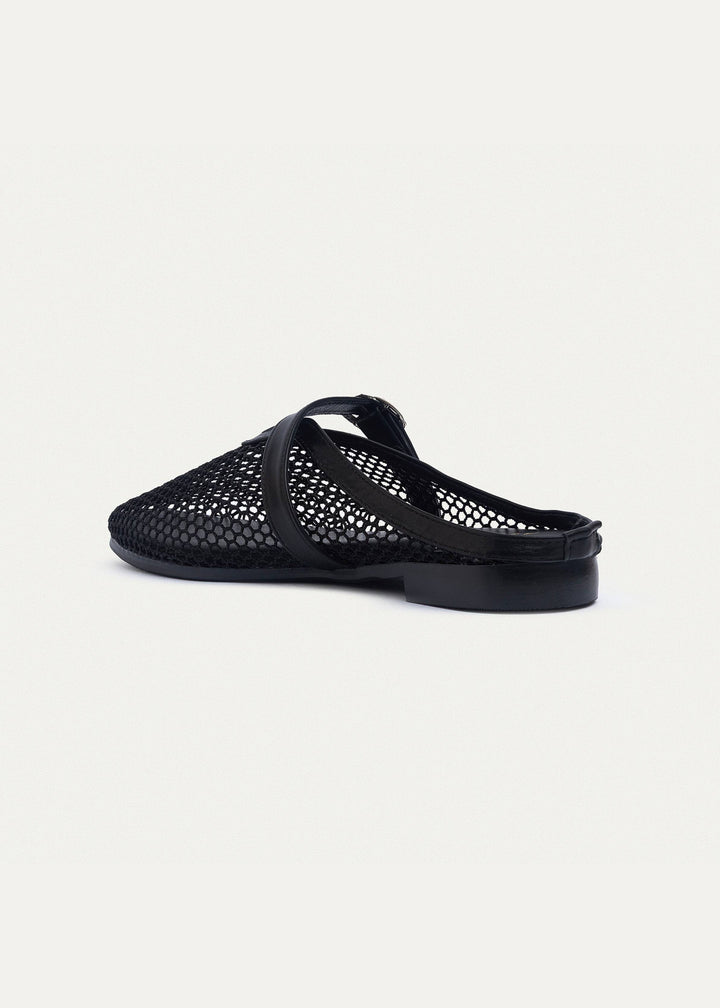 Achilles | Milan Mesh Mary Jane Mules - Black