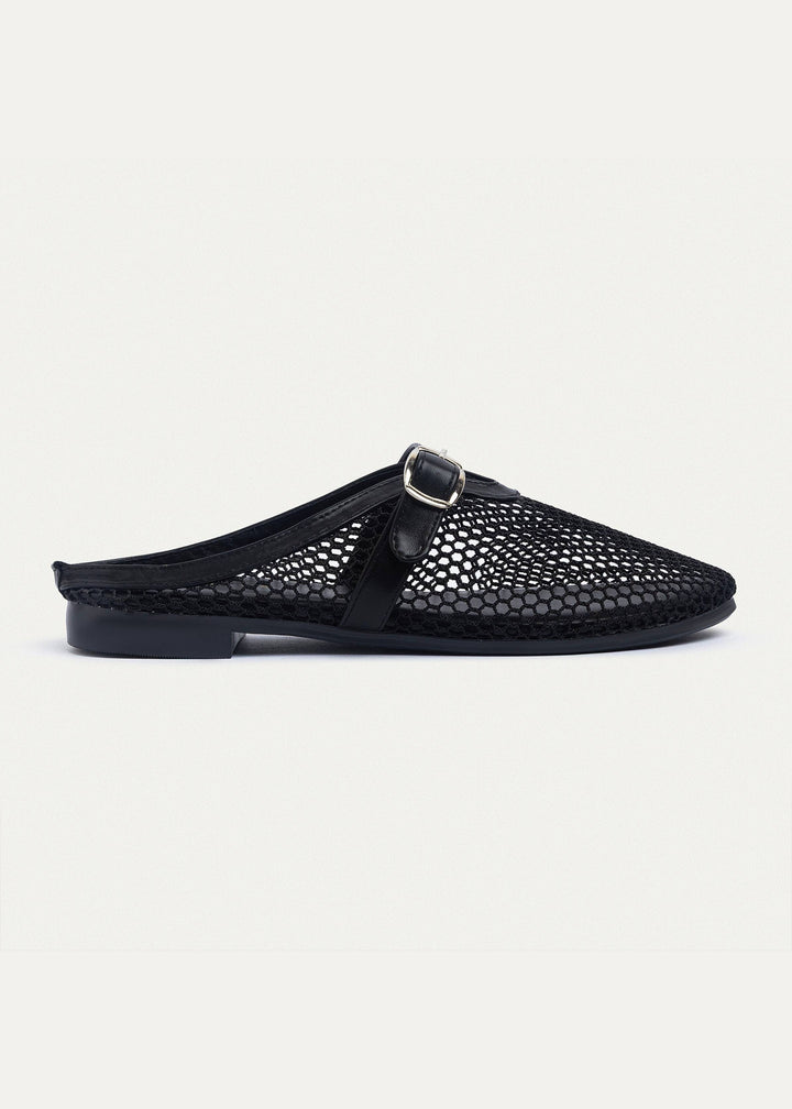 Achilles | Milan Mesh Mary Jane Mules - Black