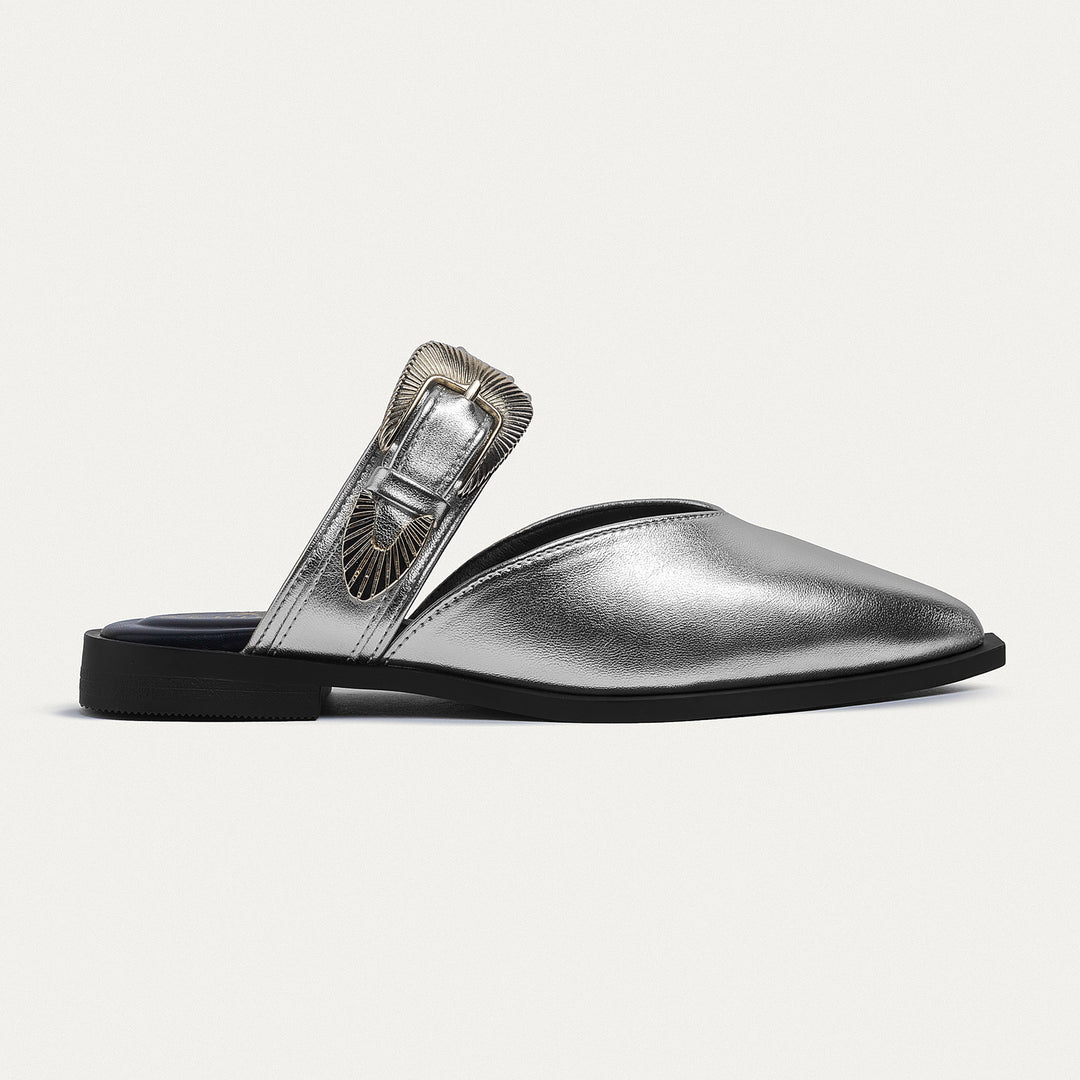 Achilles | Celeste buckle Mules - Silver