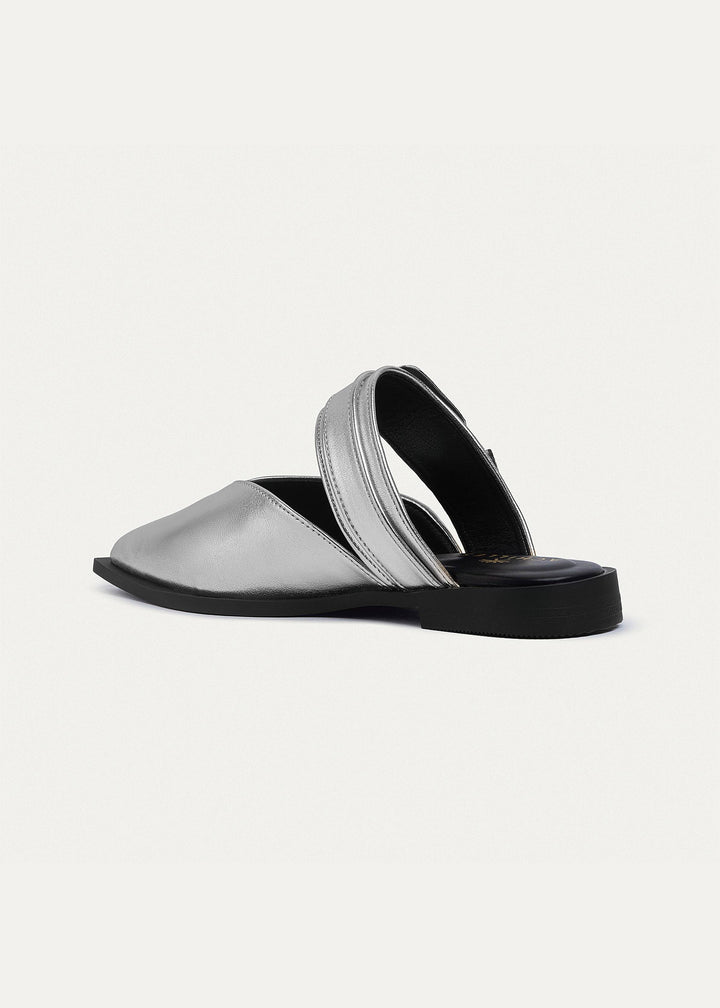 Celeste buckle Mules | Silver