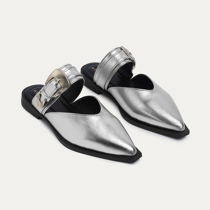 Achilles | Celeste buckle Mules - Silver