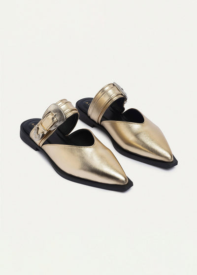 Celeste buckle Mules | Gold