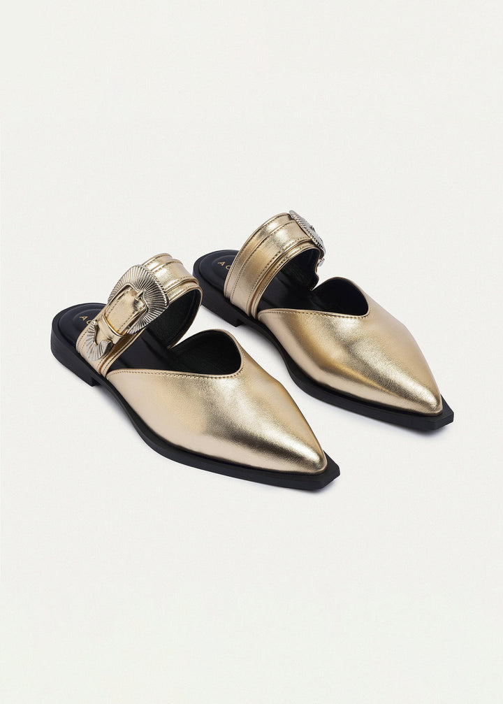 Achilles | Celeste buckle Mules - Gold