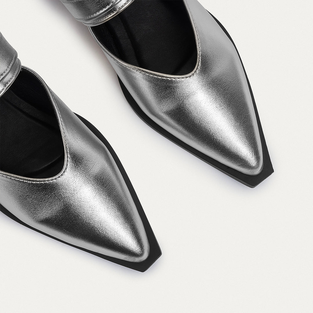 Achilles | Celeste buckle Mules - Silver