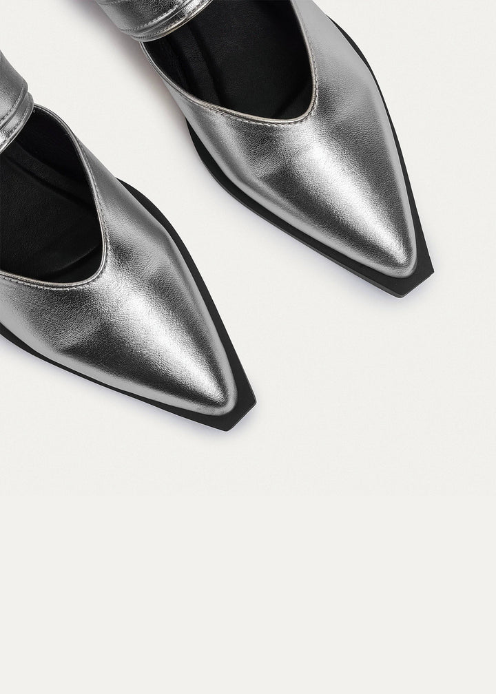 Celeste buckle Mules | Silver