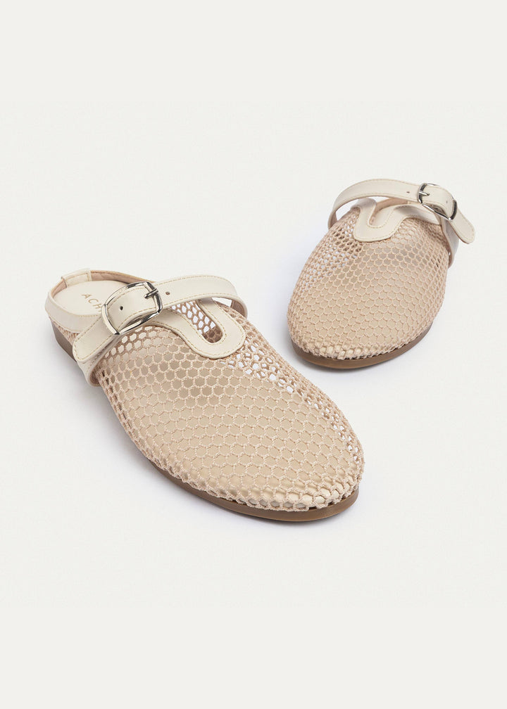 Achilles | Milan Mesh Mary Jane Mules - Beige