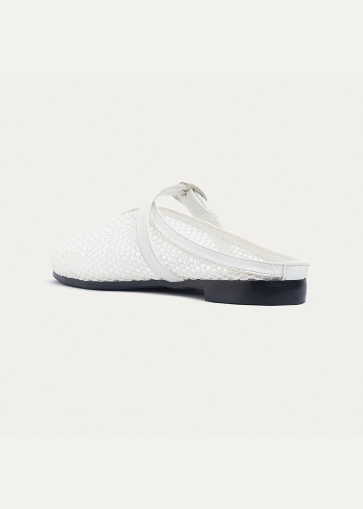 Milan Mesh Mary Jane Mules | White