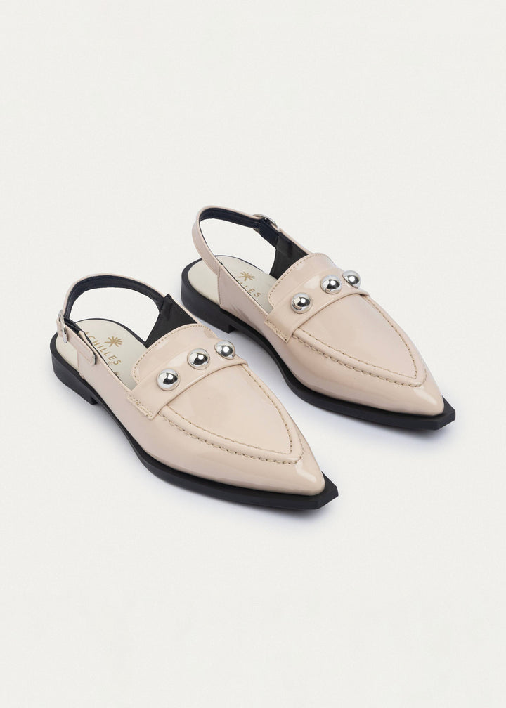 Achilles | Iris Pointed Slingbacks - Glossy Beige
