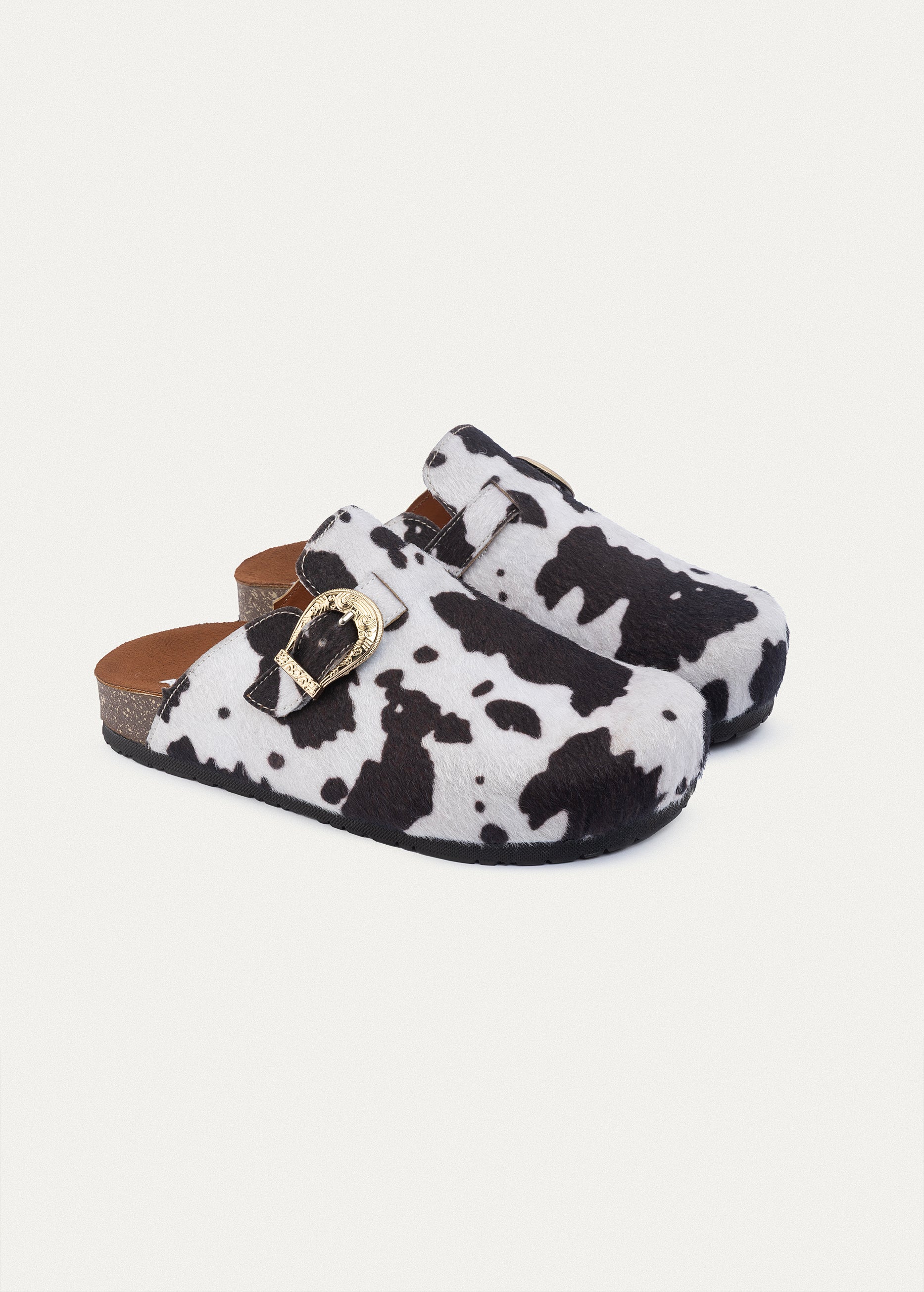 Cowhide Buckle Clogs