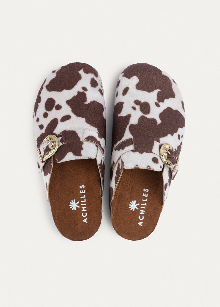 Cowhide Buckle Clogs | Brown