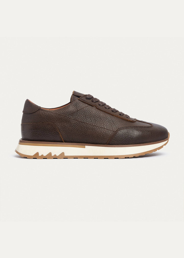 Pro Genuine Leather Sneakers | Textured Brown