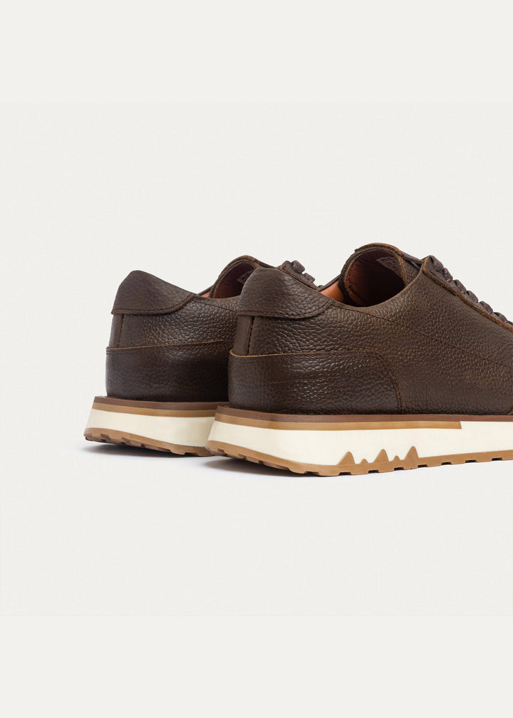 Pro Genuine Leather Sneakers | Textured Brown
