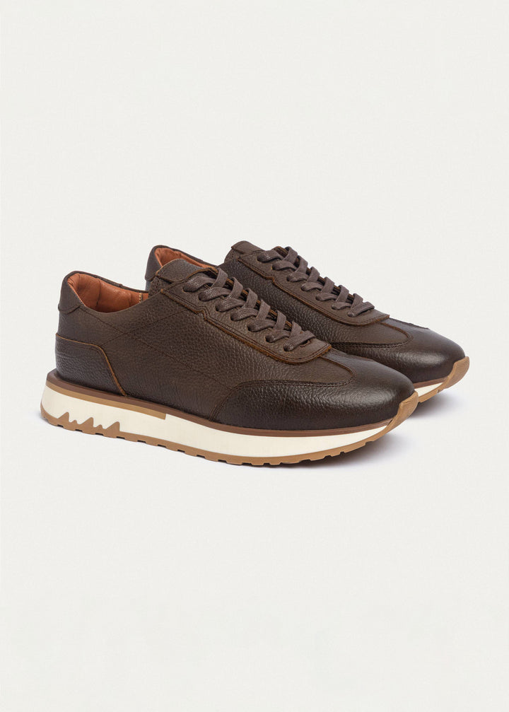 Pro Genuine Leather Sneakers | Textured Brown