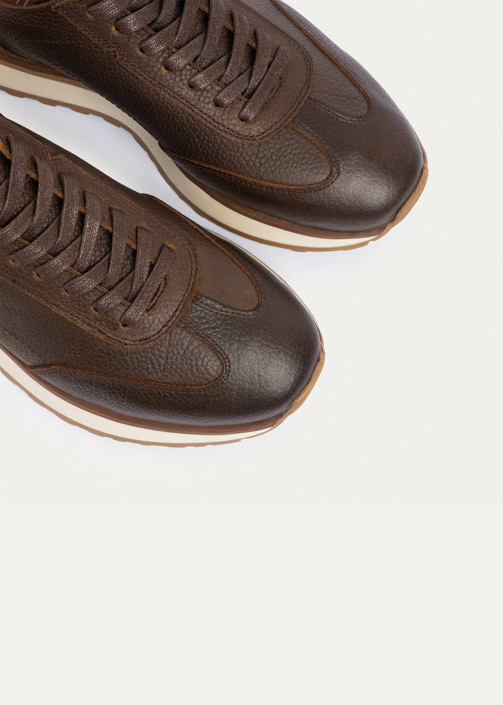 Pro Genuine Leather Sneakers | Textured Brown