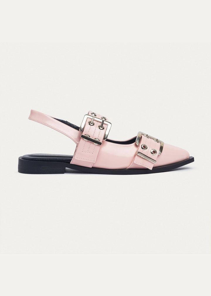 Achilles Lana|Slingback Buckle Pointy Flats - Light Pink