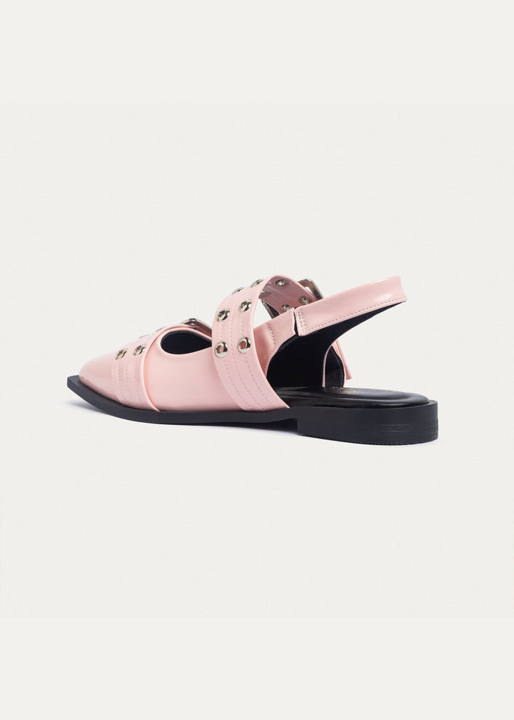 Lana Slingback Buckle Pointy Flats | Light Pink