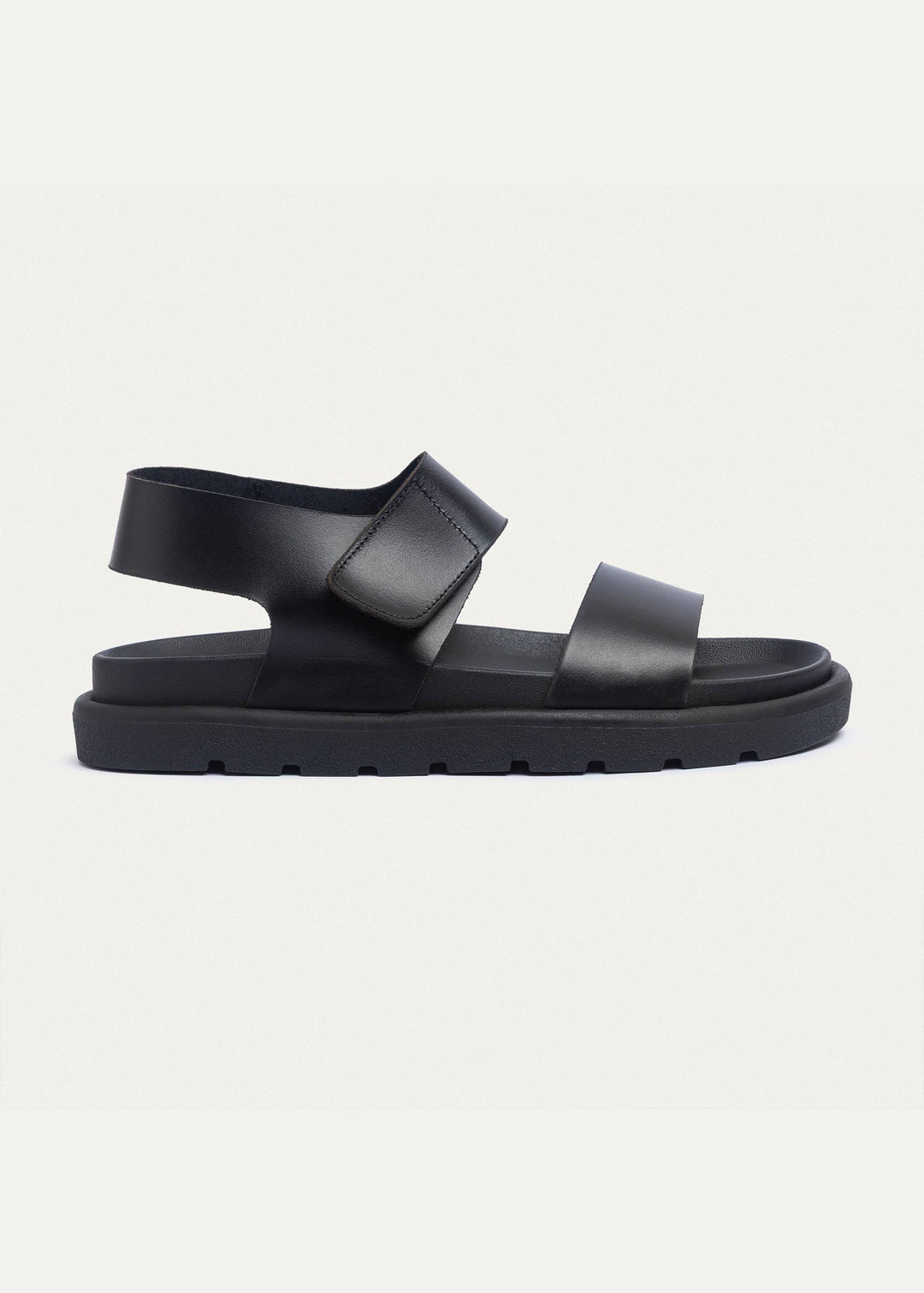 Achilles | Nero Velcro Strap Sandals - Black