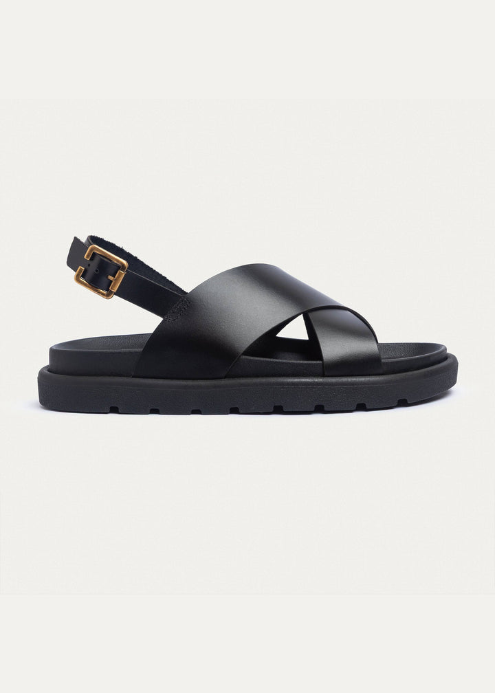 The Urban Criss-Cross Buckle Sandal | Black