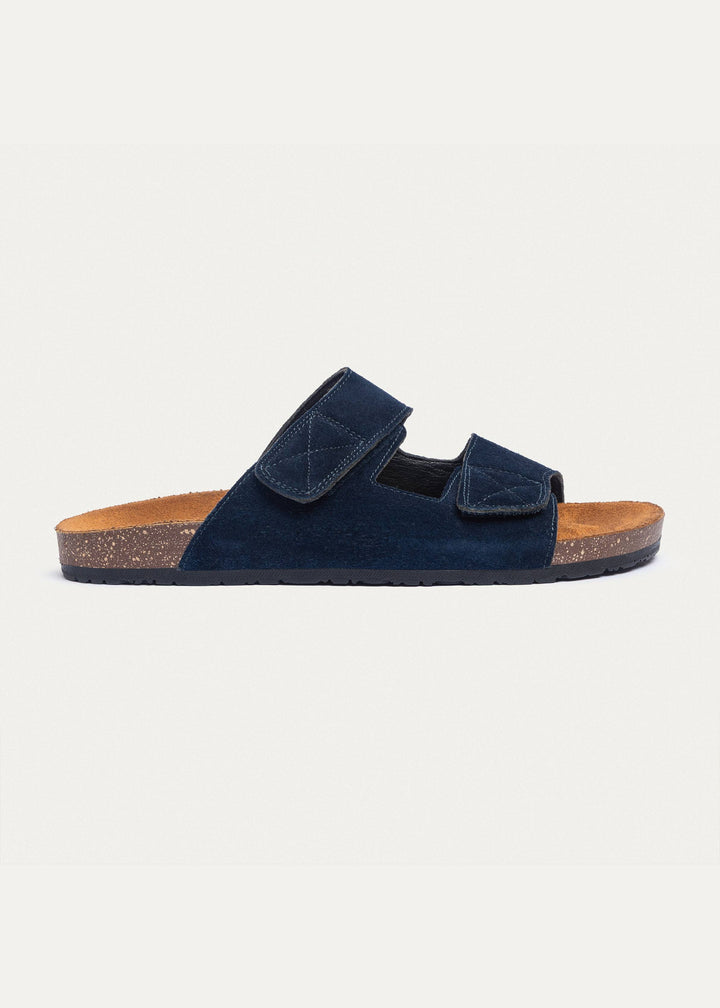 Double Hook & Loop Men Slides | Navy Blue