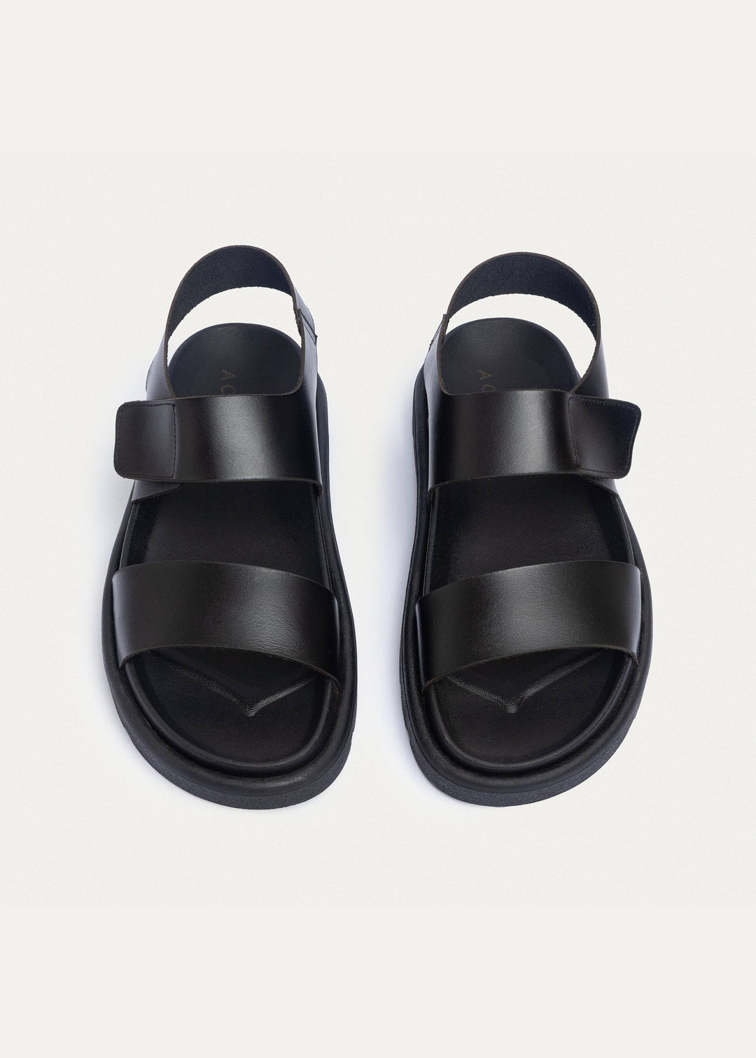 Achilles | Nero Velcro Strap Sandals - Black