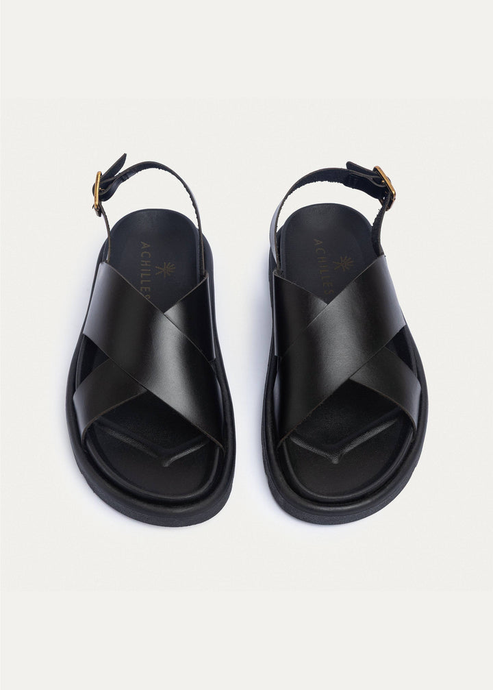 The Urban Criss-Cross Buckle Sandal | Black