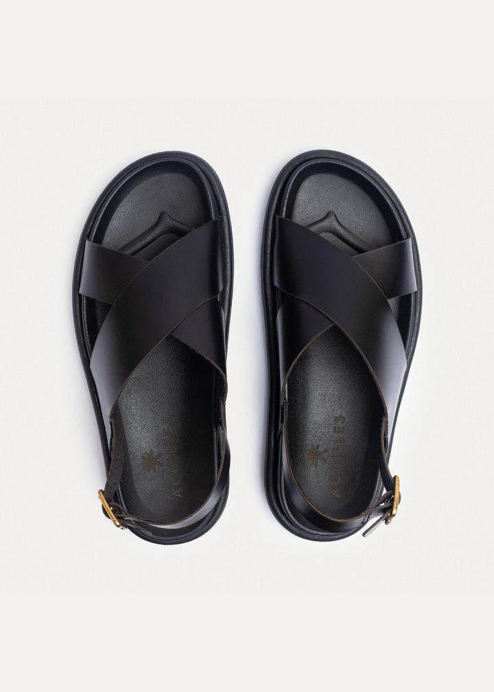 Achilles | The Urban Criss-Cross Buckle Sandal - Black
