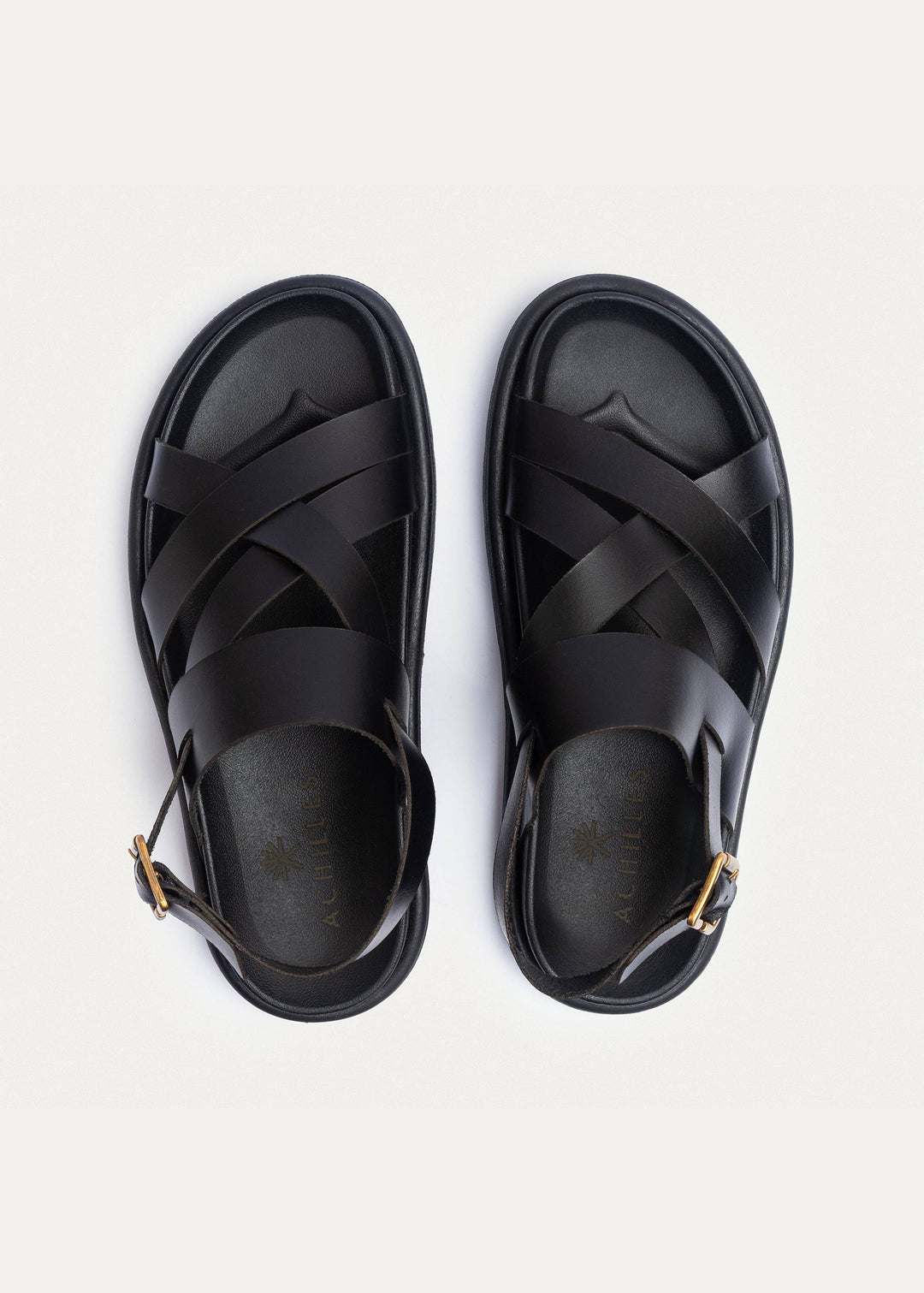Achilles | Corinth Buckled Cross-Strap Sandals - Black