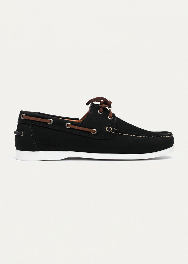 Harbor Men’s Leather Boat Shoes | Black