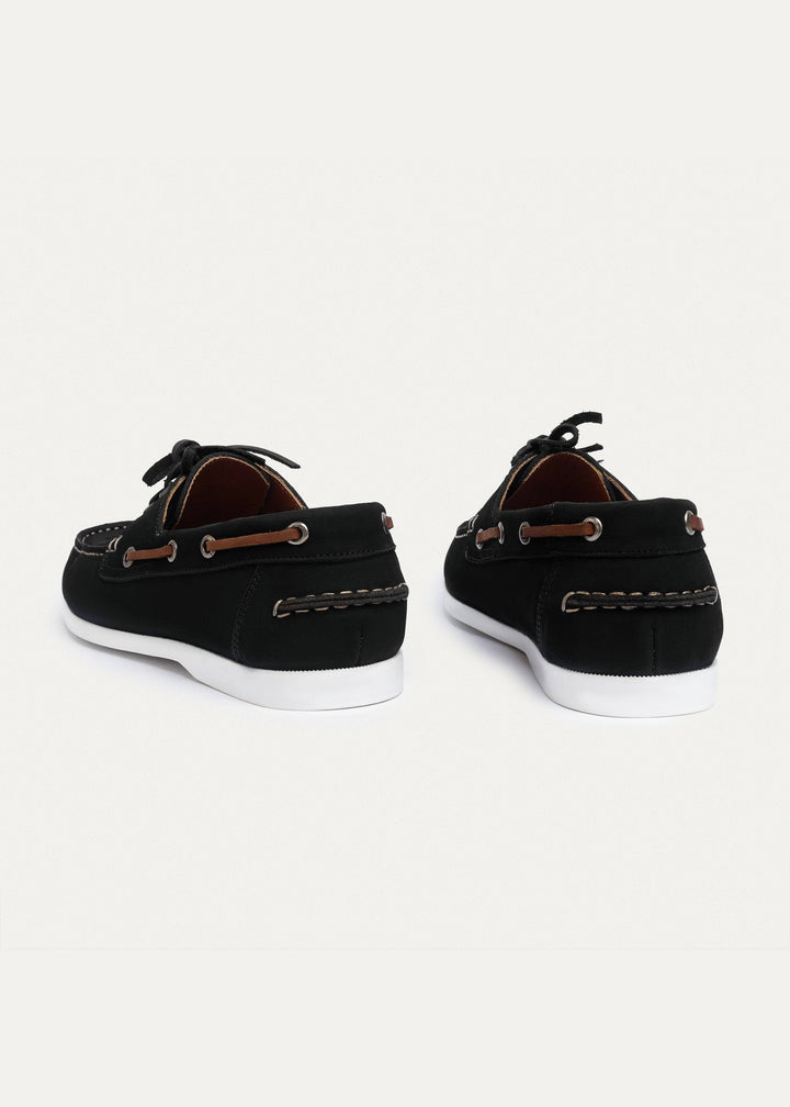 Harbor Men’s Leather Boat Shoes | Black