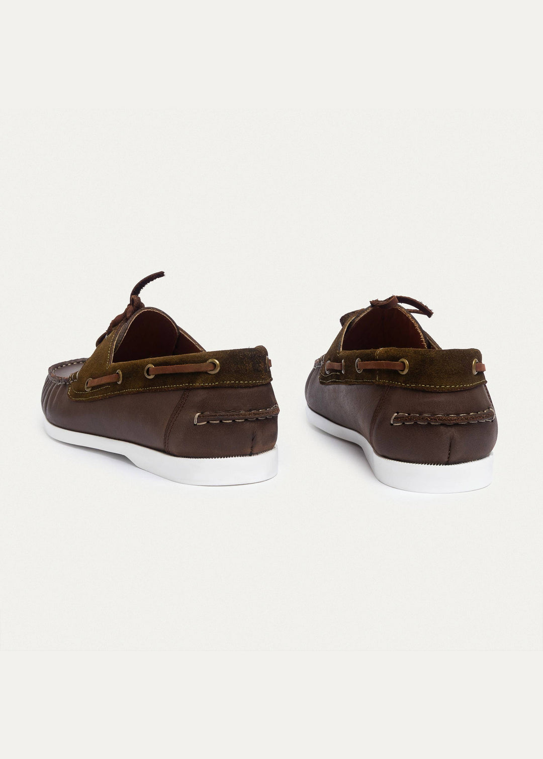 Achilles | Harbor Men’s Leather Boat Shoes - Brown X Olive