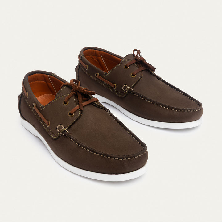 Harbor Men’s Leather Boat Shoes | Espresso Brown