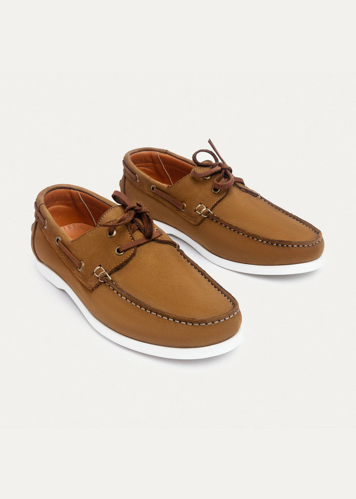 Harbor Men’s Leather Boat Shoes | Café