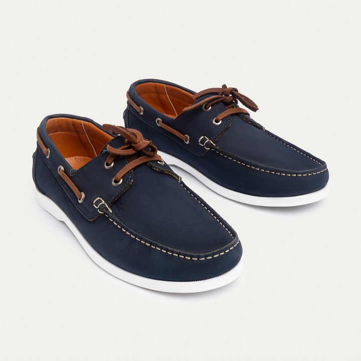 Harbor Men’s Leather Boat Shoes | Classic Navy