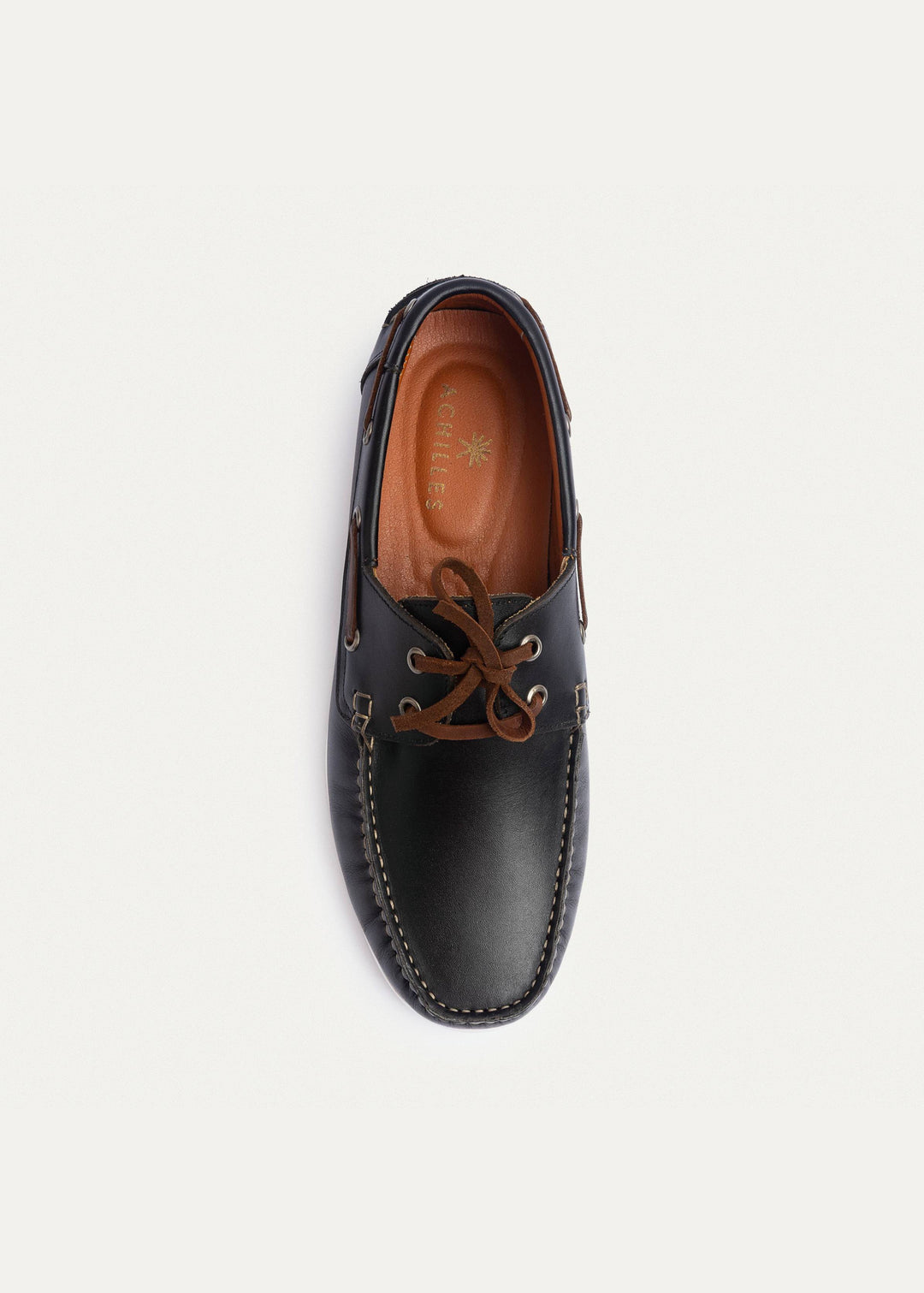 Achilles | Harbor Men’s Leather Boat Shoes - Black Leather
