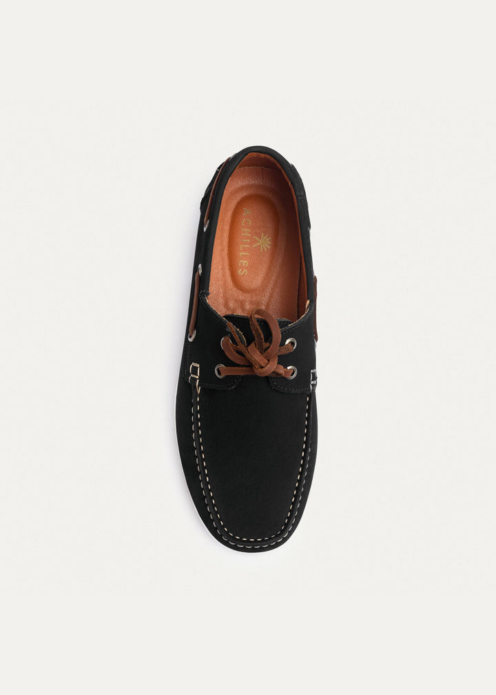 Achilles | Harbor Men’s Leather Boat Shoes - Black