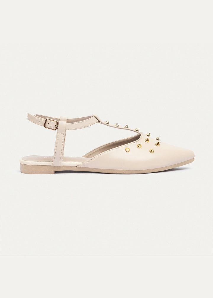 Star Stud ankle strap sandals | Beige