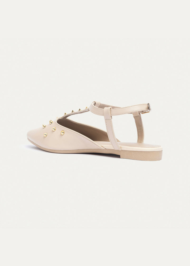 Star Stud ankle strap sandals | Beige