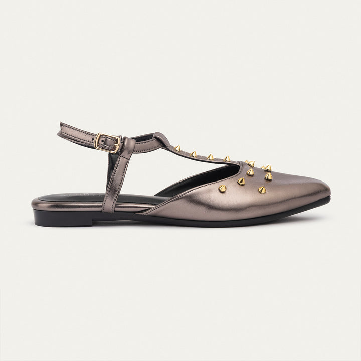 Star Stud ankle strap sandals | Bronze Gray