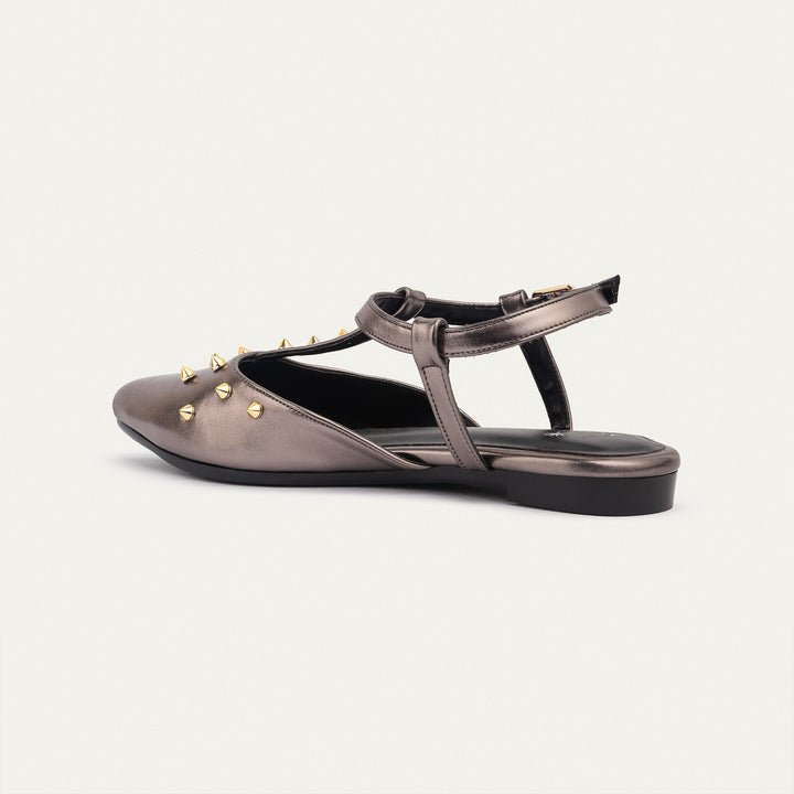 Star Stud ankle strap sandals | Bronze Gray