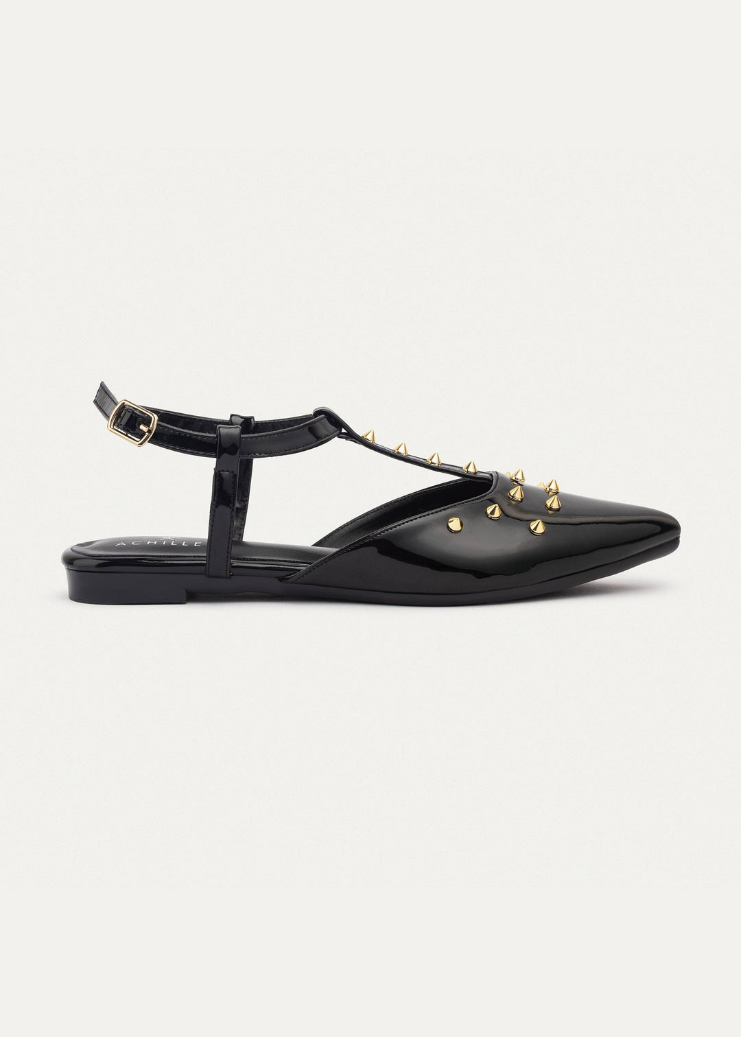 Achilles | Star Stud ankle strap sandals - Glossy Black
