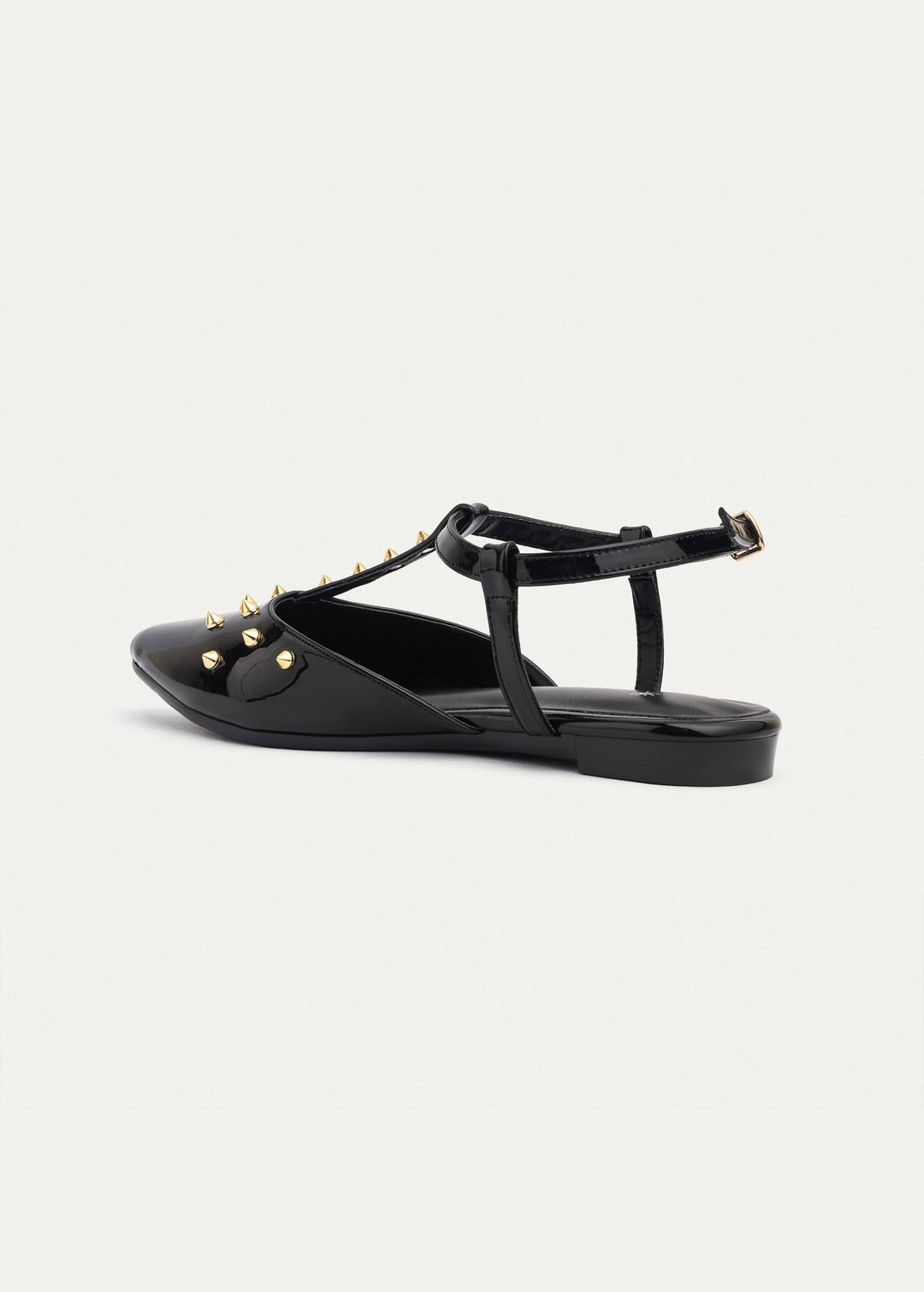 Achilles | Star Stud ankle strap sandals - Glossy Black