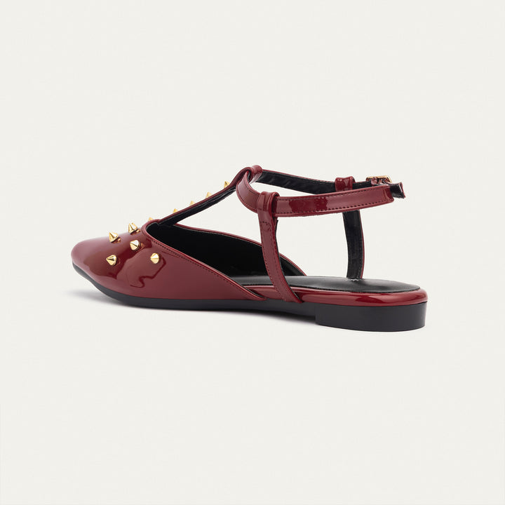 Star Stud ankle strap sandals | Crimson Red