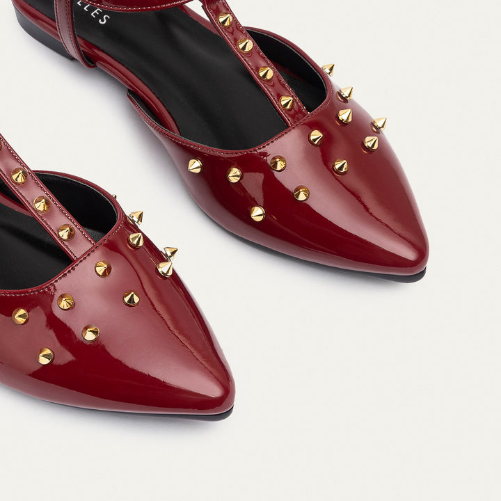 Star Stud ankle strap sandals | Crimson Red