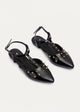 Star Stud ankle strap sandals | Glossy Black