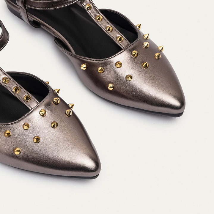 Star Stud ankle strap sandals | Bronze Gray