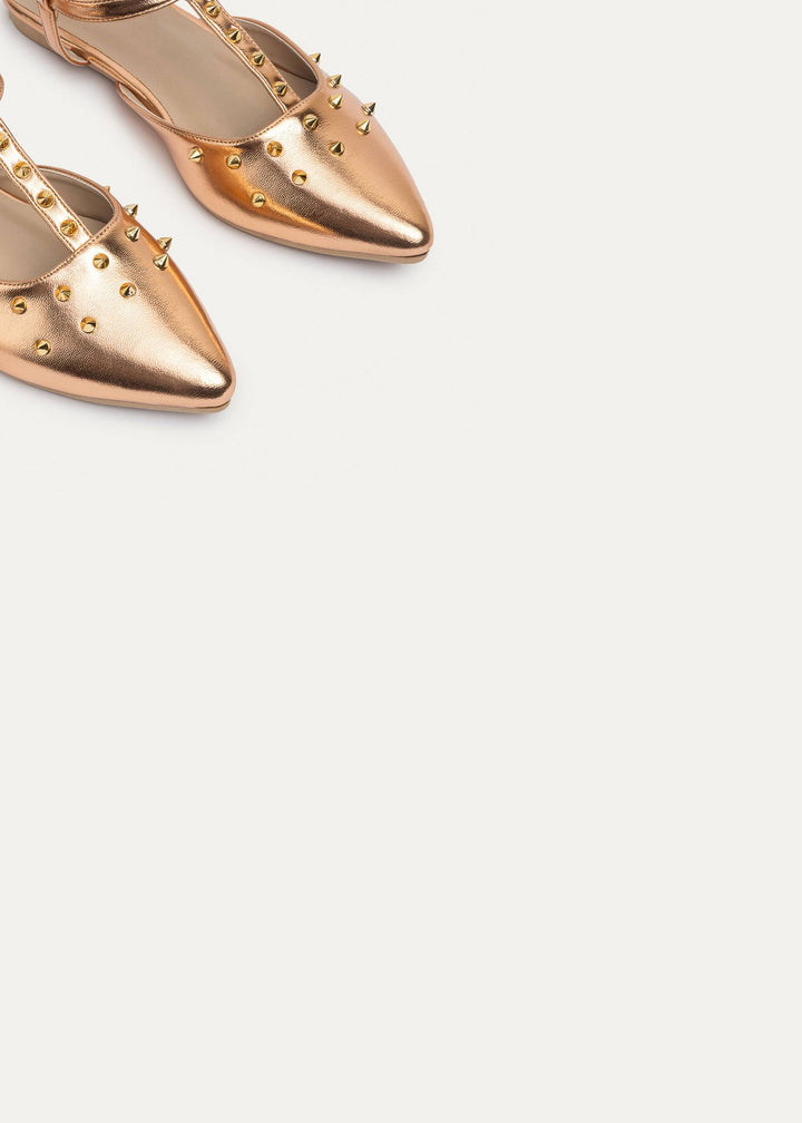 Star Stud ankle strap sandals | Rose Gold
