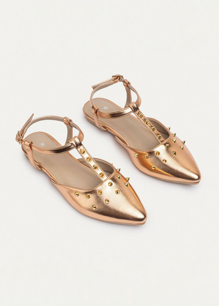 Achilles | Star Stud ankle strap sandals - Rose Gold