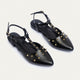 Star Stud ankle strap sandals | Black