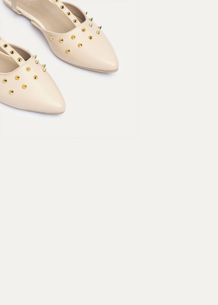 Star Stud ankle strap sandals | Beige